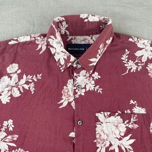 Abercrombie & Fitch Shirt Men Large Burgundy Floral Hawaiian Oversized SS‎